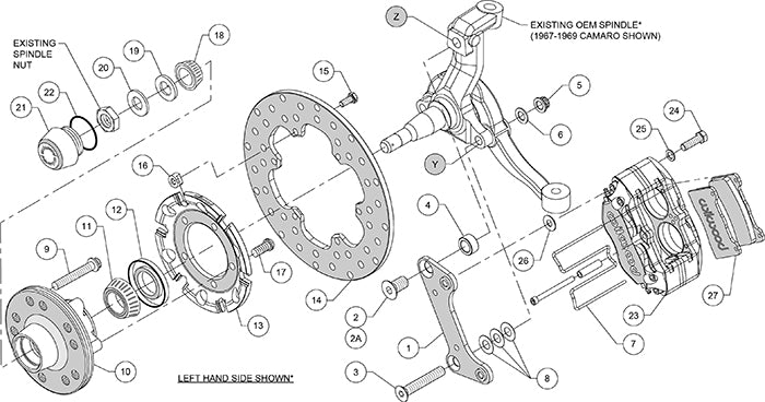 140-14417-D - Wilwood Big Brake Kit - Front - 273x9mm Cross Drilled - Dynapro Lug Mount Anodized