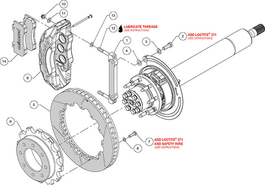 140-13879-R - Wilwood Big Brake Kit - Rear - 407x35mm Bi-Slotted - TX6R Red