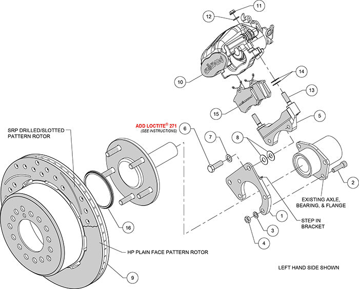 140-12049-DR - Wilwood Big Brake Kit - Rear - 309x20mm Curved Slotted & Cross Drilled - CPB Red