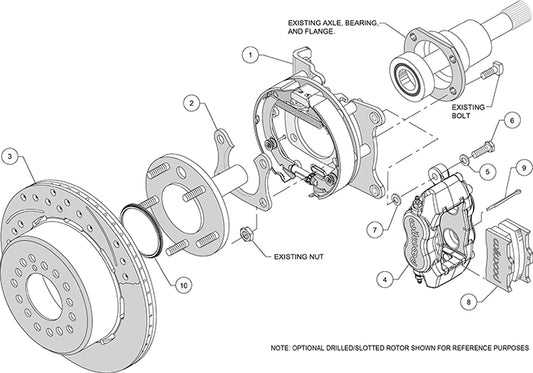 140-7578-DR - Wilwood Big Brake Kit - Rear - 309x20mm Curved Slotted & Cross Drilled - Dynalite Internal Red