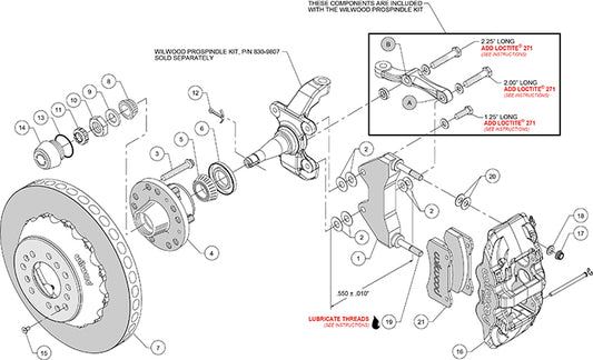 140-13145-CSICR - Wilwood Big Brake Kit - Front - 355x32mm Plain - AERO6 Red