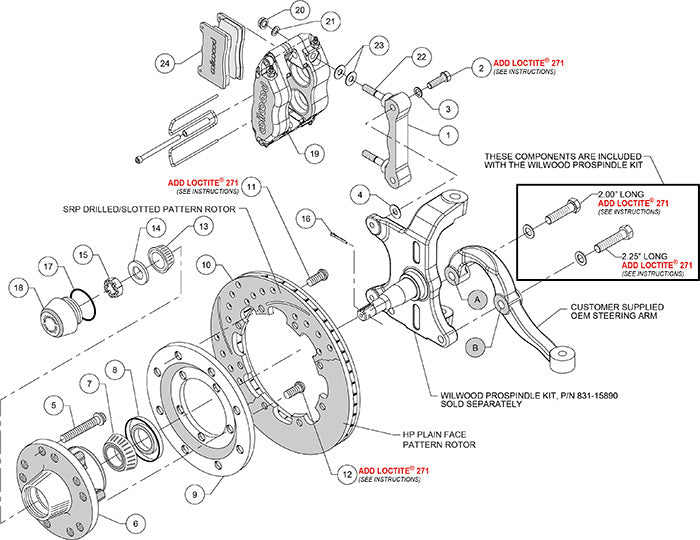 140-15909-R - Wilwood Big Brake Kit - Front - 298x20mm Plain - Dynapro Radial Mount Red