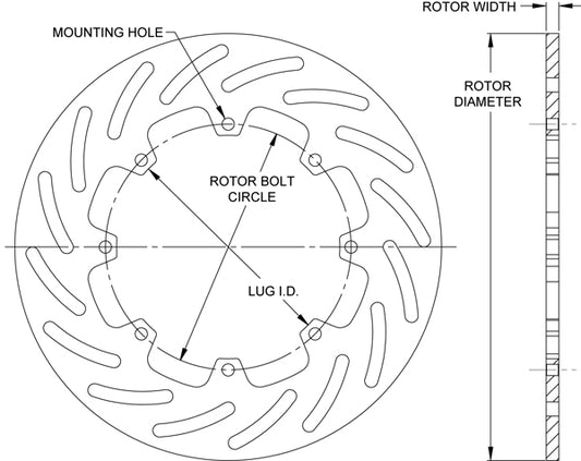 160-12571 - Wilwood Super Alloy Rotors - 305x9,144mm Slotted Left/Right