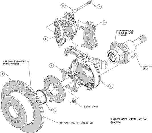 140-13025-D - Wilwood Big Brake Kit - Rear - 309x20mm Curved Slotted & Cross Drilled - D154 Black
