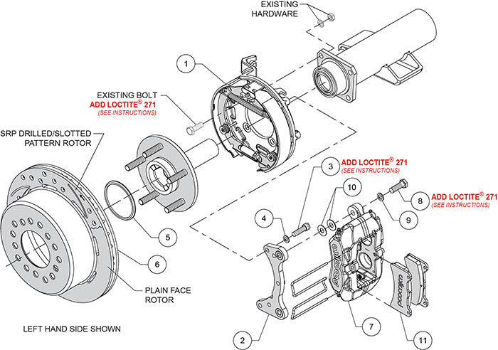 140-16444-DR - Wilwood Big Brake Kit - Rear - 309x20mm Curved Slotted & Cross Drilled - Dynapro Low Profile Red