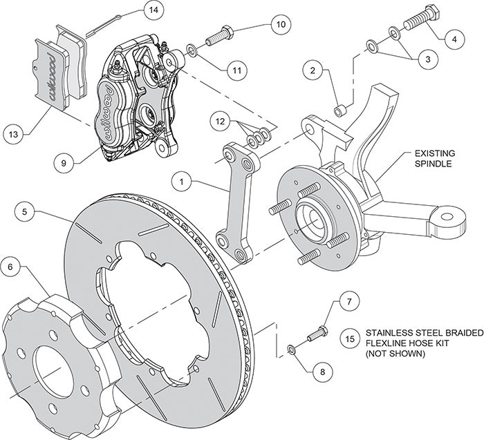 140-14304 - Wilwood Big Brake Kit - Front - 280x20mm Bi-Slotted - Dynalite Internal-ST Anodized
