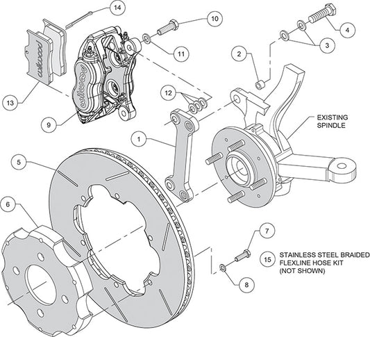 140-14304 - Wilwood Big Brake Kit - Front - 280x20mm Bi-Slotted - Dynalite Internal-ST Anodized
