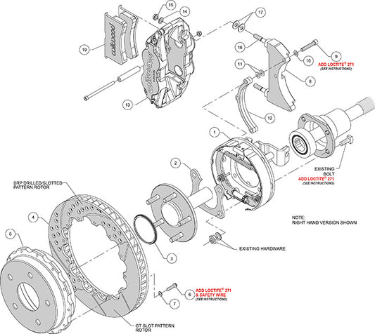 140-13665-D - Wilwood Big Brake Kit - Rear - 327x28mm Curved Slotted & Cross Drilled - Superlite 4R Black