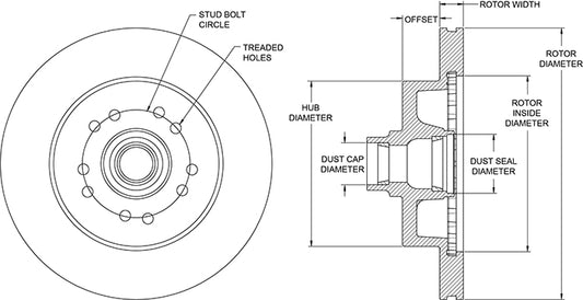 160-15984 - Wilwood HP Hub & Rotor - 280x25mm Plain Left/Right