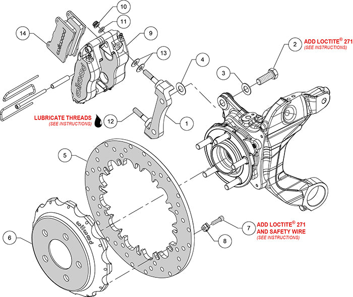 140-14106-D - Wilwood Big Brake Kit - Rear - 328x9mm Cross Drilled - Dynapro Radial Mount Anodized