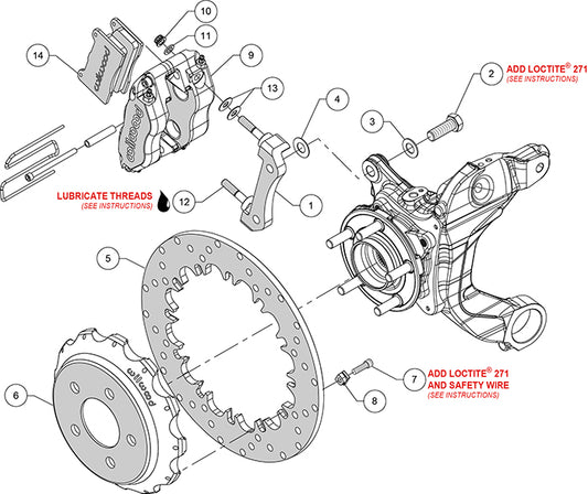 140-14106-D - Wilwood Big Brake Kit - Rear - 328x9mm Cross Drilled - Dynapro Radial Mount Anodized