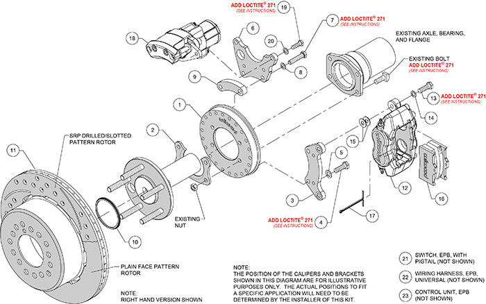 140-16154-D - Wilwood Big Brake Kit - Rear - 309x20mm Curved Slotted & Cross Drilled - Dynalite Internal Black