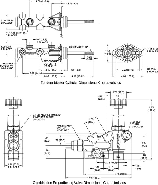 261-14249-P - Wilwood M/C Kit W/P-Valve