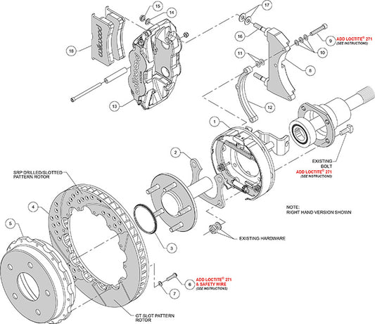 140-13734-D - Wilwood Big Brake Kit - Rear - 327x28mm Curved Slotted & Cross Drilled - Superlite 4R Black