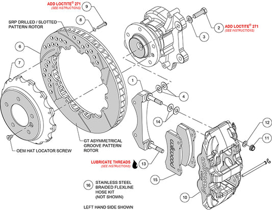 140-13582-D - Wilwood Big Brake Kit - Front - 355x32mm Curved Slotted & Cross Drilled - AERO6 Black