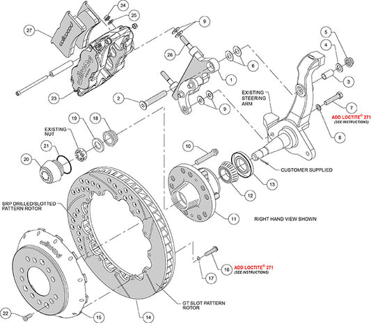 140-13630-D - Wilwood Big Brake Kit - Front - 327x28mm Curved Slotted & Cross Drilled - Superlite 6R Black