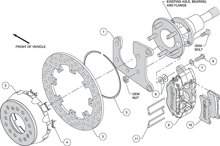 140-12548-D - Wilwood Big Brake Kit - Rear - 291x9mm Cross Drilled - Dynapro Lug Mount Anodized