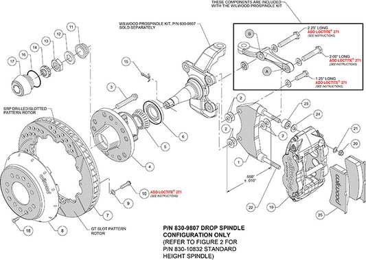 140-15156-D - Wilwood Big Brake Kit - Front - 355x28mm Curved Slotted & Cross Drilled - Superlite 6R Black