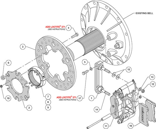 140-11142 - Wilwood Big Brake Kit - Rear - 266x9mm Cross Drilled - Dynalite Radial Mount Anodized