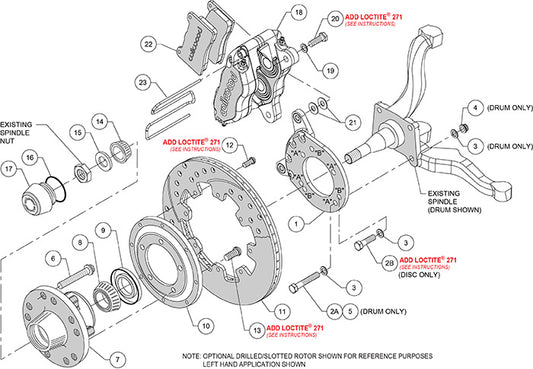140-15406-DR - Wilwood Big Brake Kit - Front - 309x20mm Curved Slotted & Cross Drilled - Dynapro Dust-Boot Red