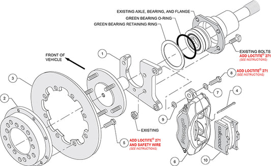 140-8853-D - Wilwood Big Brake Kit - Rear - 291x9mm Cross Drilled - Dynalite Anodized