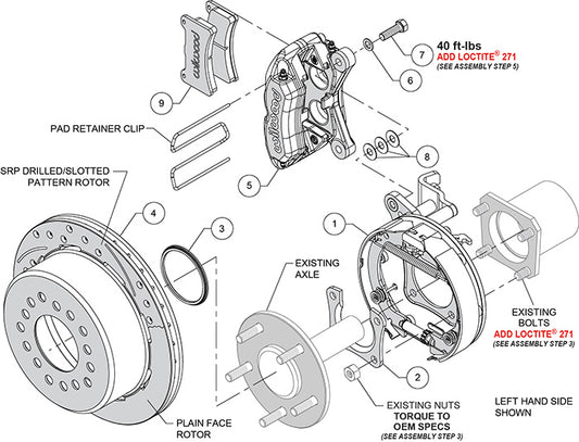 140-16988-DR Wilwood Big Brake Kit - Rear - 280x20mm Curved Slotted & Cross Dilled - Dynapro Red