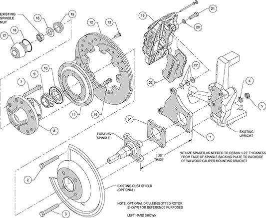 140-13554-DR - Wilwood Big Brake Kit - Front - 309x20mm Curved Slotted & Cross Drilled - Dynapro 6 Red
