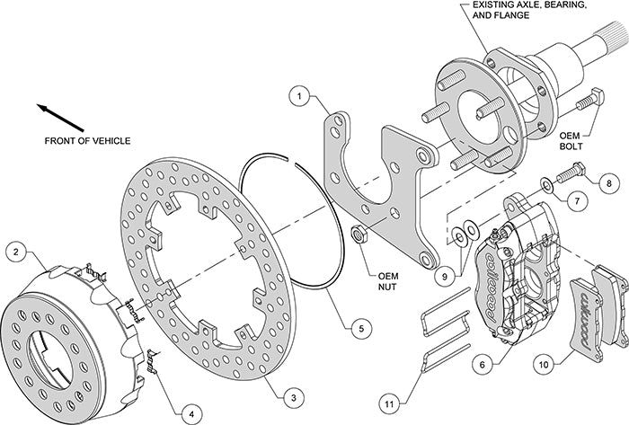 140-12547-D - Wilwood Big Brake Kit - Rear - 291x9mm Cross Drilled - Dynapro Lug Mount Anodized