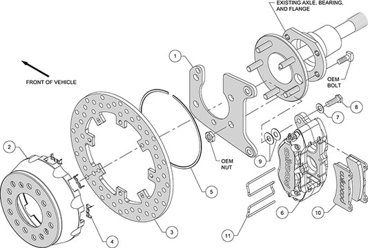140-12547-D - Wilwood Big Brake Kit - Rear - 291x9mm Cross Drilled - Dynapro Lug Mount Anodized