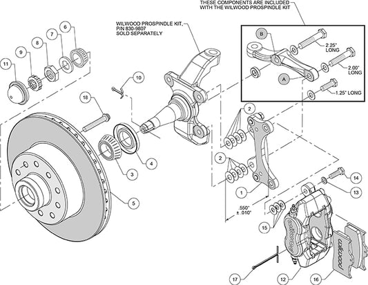 140-14065 - Wilwood Big Brake Kit - Front - 280x22mm Plain - Dynalite Internal Black