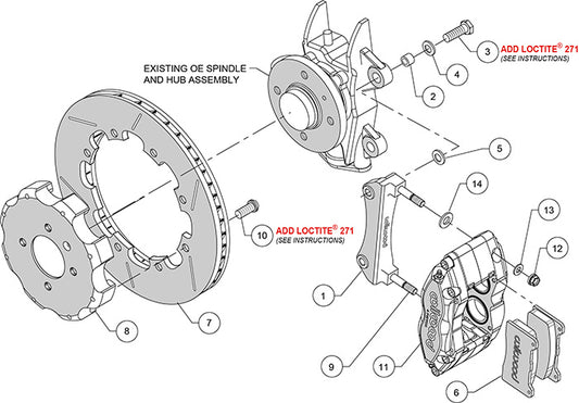 140-8740 - Wilwood Big Brake Kit - Front - 298x20mm Bi-Slotted - Dynapro Dust Seal Radial Mount Anodized