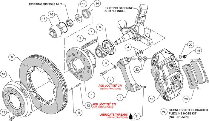 140-12518 - Wilwood Big Brake Kit - Front - 309x32mm Bi-Slotted - Forged Superlite 4R Anodized
