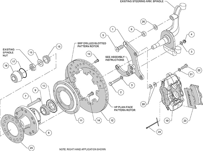 140-11011-DR - Wilwood Big Brake Kit - Front - 298x20mm Curved Slotted & Cross Drilled - Dynalite Internal Red