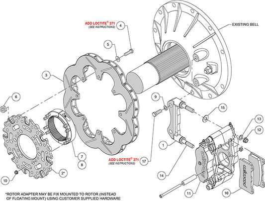 140-15345 - Wilwood Big Brake Kit - Rear - 298x20mm Slotted - Dynalite Radial Mount Anodized