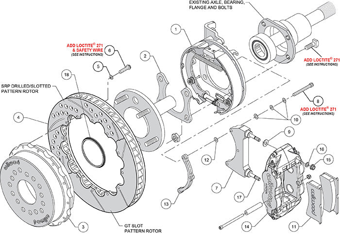 140-9219-DP - Wilwood Big Brake Kit - Rear - 327x28mm Curved Slotted & Cross Drilled - Superlite 4R Polished