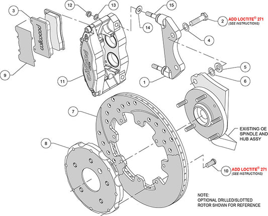 140-8276-D - Wilwood Big Brake Kit - Front - 309x20mm Curved Slotted & Cross Drilled - Dynapro Dust Seal Radial Mount Black