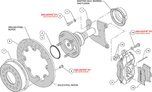 140-13716-D - Wilwood Big Brake Kit - Rear - 291x9mm Cross Drilled - Dynalite Anodized