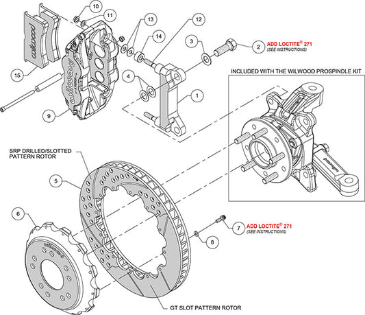 140-15304-R - Wilwood Big Brake Kit - Front - 355x32mm Bi-Slotted - Superlite 6R Red