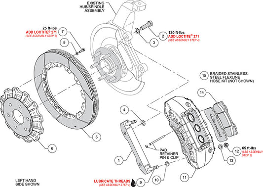 140-16790-R Wilwood Big Brake Kit - Front - 407x35mm Bi-Slotted - TX6R Red