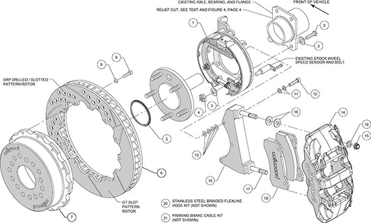 140-13686-D - Wilwood Big Brake Kit - Rear - 355x28mm Curved Slotted & Cross Drilled - AERO4 Black