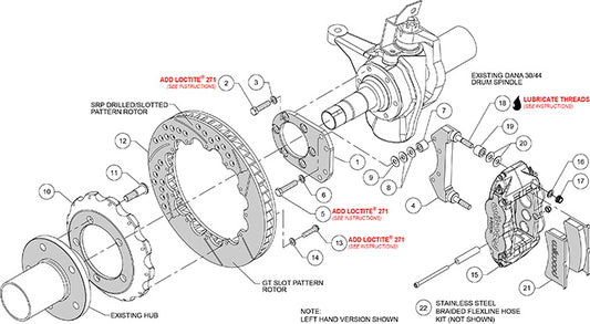 140-13329-DR - Wilwood Big Brake Kit - Front - 355x32mm Curved Slotted & Cross Drilled - Superlite 6R Red