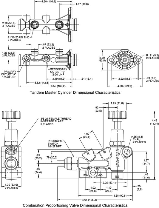 261-14251-P - Wilwood M/C Kit W/P-Valve