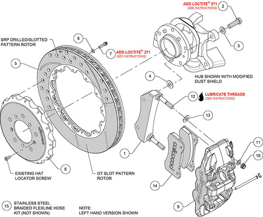 140-14751-R - Wilwood Big Brake Kit - Front - 355x32mm Bi-Slotted - AERO6 Red