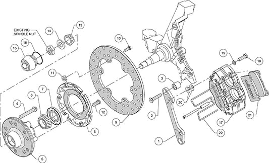 140-14423-D - Wilwood Big Brake Kit - Front - 273x9mm Cross Drilled - Dynapro Lug Mount Anodized