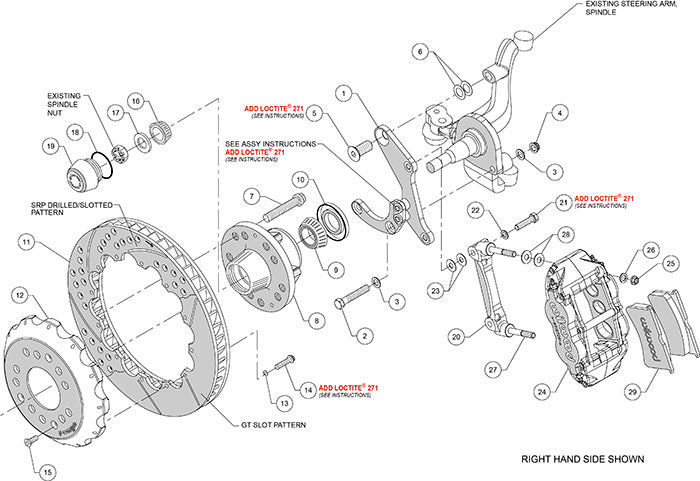 140-12460-D - Wilwood Big Brake Kit - Front - 327x28mm Curved Slotted & Cross Drilled - Superlite 6R Black