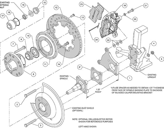 140-13395-DR - Wilwood Big Brake Kit - Front - 309x20mm Curved Slotted & Cross Drilled - Dynalite Internal Red
