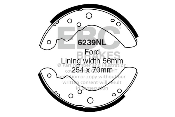 6239NL - EBC Brake Shoes; Rear