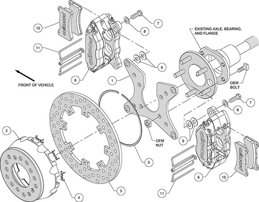140-14135-D - Wilwood Big Brake Kit - Rear - 286x9mm Cross Drilled - Dynapro Lug Mount Anodized