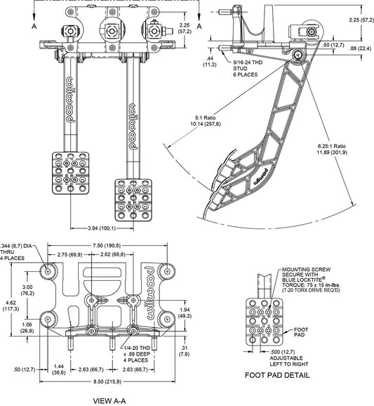340-13836 - Wilwood Pedal Assembly