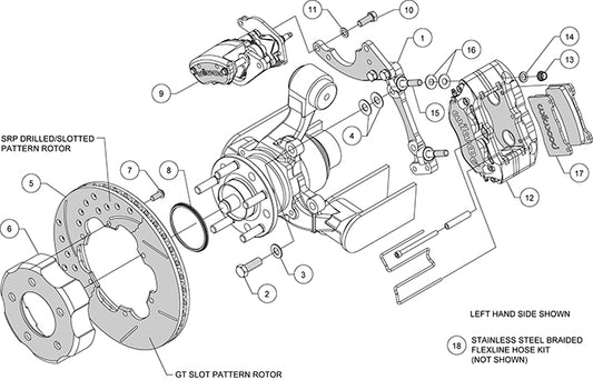 140-14089 - Wilwood Big Brake Kit - Rear - 280x20mm Bi-Slotted - Dynapro Radial Mount Black